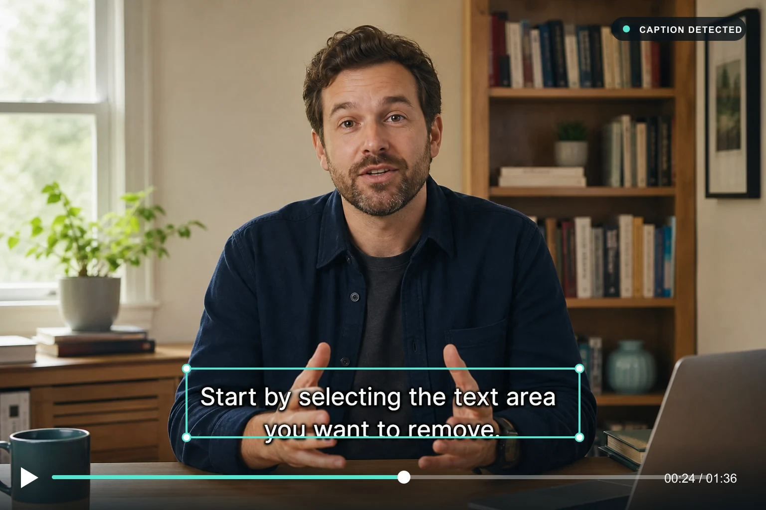 AI tool selecting burned-in subtitles for removal from video