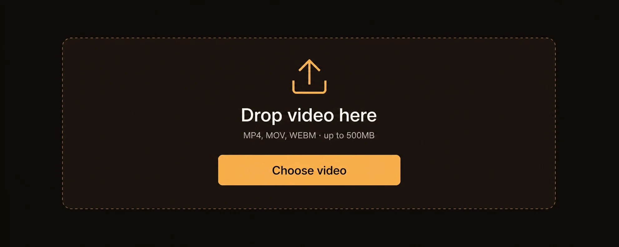 Upload dropzone for choosing an MP4, MOV, or WebM video
