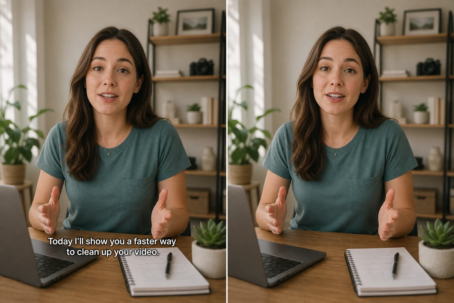 Before and after removing burned-in subtitles from video